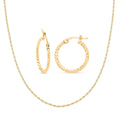 1.50mm Rope Chain Necklace and Diamond-Cut Hoop Earrings in 14K Yellow Gold 22 Inches 3 Grams - Sticky add to cart bar