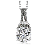 TLV Moissanite (Rnd 10 mm), Red Sapphire Pendant Necklace (20 Inches) in Platinum Over Sterling Silver 4.50 ctw