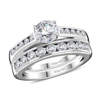 Moissanite (Rnd 6mm) Set of 2 Stackable Ring in Platinum Over Sterling Silver (Size 6.0) 1.50 ctw