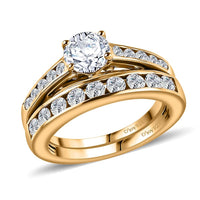 Set of 2 Moissanite 1.50 ctw Stackable Ring in Vermeil Yellow Gold Over Sterling Silver