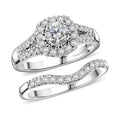 Moissanite (Rnd 5mm) Stackable Set of 2 Ring in Platinum Over Sterling Silver (Size 6.0) 1.10 ctw - Sticky add to cart bar