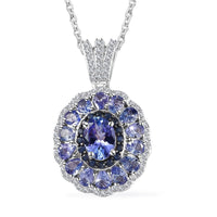 TLV Mozambique Ruby, Multi Gemstone Cocktail Pendant Necklace (20 Inches) in Platinum Over Sterling Silver 4.75 ctw