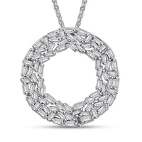 Diamond Circle Pendant Necklace 20 Inches in Platinum Over Sterling Silver 0.50 ctw