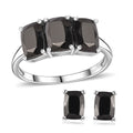 Elite Shungite Ring (Size 5.0) and Solitaire Stud Earrings in Platinum Over Sterling Silver 2.15 ctw - Sticky add to cart bar