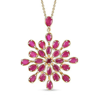 Niassa Ruby (FF) Snowflake Pendant Necklace (20 Inches) in Platinum Over Sterling Silver 10.25 ctw