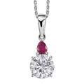 Moissanite (Rnd 7 mm), Niassa Ruby (FF) Pendant Necklace (20 Inches) in Platinum Over Sterling Silver 1.40 ctw - Sticky add to cart bar