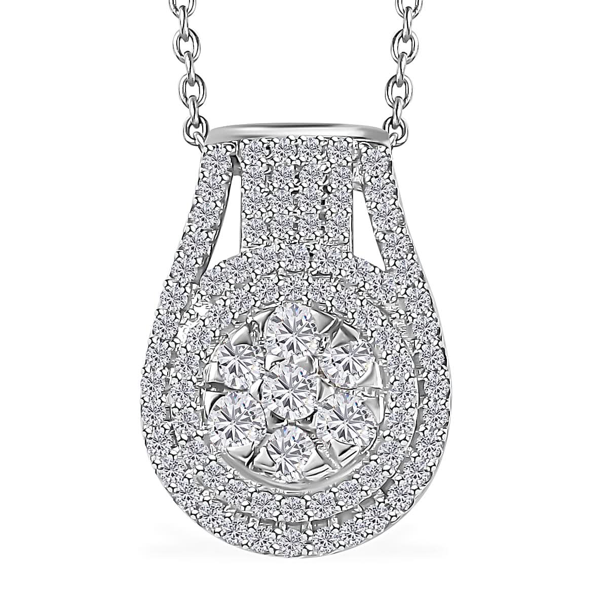 Diamond Pendant Necklace 20 Inches in Platinum Over Sterling Silver 0.75 ctw