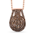 Natural Champagne Diamond Cocktail Pendant Necklace 20 Inches in Vermeil Rose Gold Over Sterling Silver 0.75 ctw - Sticky add to cart bar