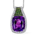 Moroccan Amethyst and Multi Gemstone Pendant Necklace 20 Inches in Platinum Over Sterling Silver 6.00 ctw - Sticky add to cart bar
