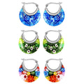 Set of 3 Blue, Green and Multi Color Murano Style Basket Earrings in Stainless Steel (Del. In 10-12 Days) - Sticky add to cart bar