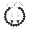Green Agate Bolo Bracelet and Earrings in Stainless Steel 90.90 ctw - Sticky add to cart bar