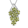 Peridot Floral Pendant Necklace 20 Inches in Platinum Over Sterling Silver 5.25 ctw - Sticky add to cart bar