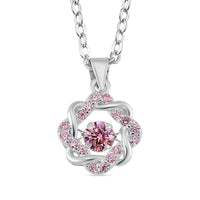 Simulated Pink Diamond Pendant in Platinum Over Sterling Silver with Stainless Steel (20 Inches) 1.10 ctw