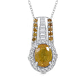 Yellow Sapphire and White Zircon 2.55 ctw Autumn Sunrise Bridge Pendant Necklace 18 Inches in Platinum Over Sterling Silver - Sticky add to cart bar