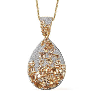 Premium Golden Imperial Topaz and White Zircon 8.50 ctw Pendant Necklace in Vermeil Yellow Gold Over Sterling Silver 20 Inches