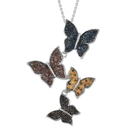 GP Trionfo Nature's Collection Multi Color Diamond Butterfly Pendant Necklace