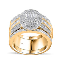 Diamond Stackable Set of 2 Ring in Vermeil Yellow Gold Over Sterling Silver (Size 8.0) 1.65 ctw