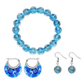 Blue Color Glow Murano Style Bracelet and Earrings Set - Sticky add to cart bar