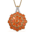 Crimson Fire Opal and White Zircon Pendant Necklace 20 Inches in Vermeil YG and Platinum Over Sterling Silver 2.90 ctw - Sticky add to cart bar