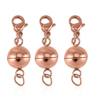 Set of 3, Magnetic Lock with Lobster Clasp and 0.6x5mm Ring in ION Plated YG, RG and Stainless Steel