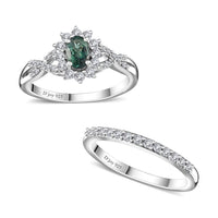 Indian Ocean Apatite and White Zircon Set of 2 Ring in Platinum Over Sterling Silver (Size 5.00) 1.40 ctw