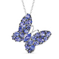 Tanzanite Butterfly Pendant Necklace 20 Inches in Platinum Over Sterling Silver 3.60 ctw - Sticky add to cart bar