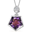 African Amethyst and White Zircon Pendant Necklace 20 Inches in Platinum Over Sterling Silver 7.85 ctw - Sticky add to cart bar