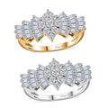 Moissanite Set of 2 Bellerina Ring in Vermeil YG and Platinum Over Sterling Silver (Size 10.0) 2.20 ctw - Sticky add to cart bar