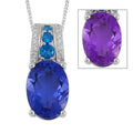 Color Change Fluorite (IR) and Multi Gemstone Pendant Necklace 18 Inches in Rhodium Over Sterling Silver 7.60 ctw - Sticky add to cart bar