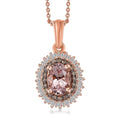 Premium Pink Morganite, Natural Champagne and White Diamond Starburst Pendant Necklace 20 Inches in Vermeil Rose Gold Over Sterling Silver 0.90 ctw - Sticky add to cart bar