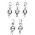 Set of 5 Rhodium Over Sterling Silver 9mm Round Magnetic Lock with Lobster Clasp (12.50 g) - Sticky add to cart bar