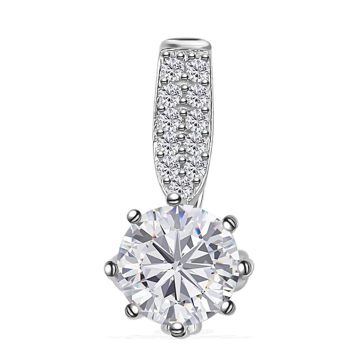 Moissanite Pendant Necklace 20 Inches in Platinum Over Sterling Silver 1.30 ctw
