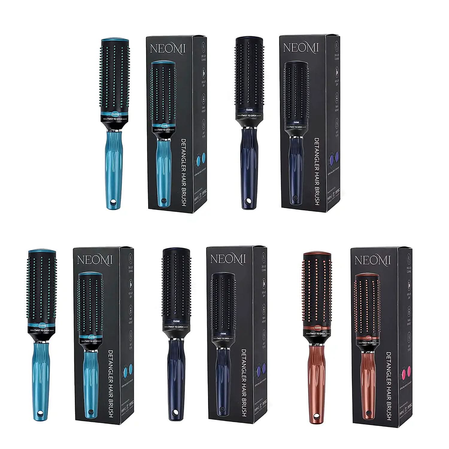 Set of 5 Portable Easy Clean Rotating Comb - Multi Color (9.85x2.76) (Del. In 10-12 Days)