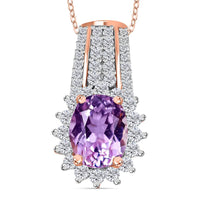TLV Premium Martha Rocha Kunzite, Moissanite Sunburst Pendant Necklace (20 Inches) in Vermeil RG Over Sterling Silver 3.25 ctw
