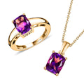 AAA Moroccan Amethyst Ring and Pendant Necklace 20 Inches in Vermeil Yellow Gold Over Sterling Silver 4.30 ctw - Sticky add to cart bar
