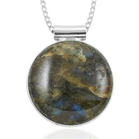 Aragonite Pendant Necklace 18 Inches in Silvertone 9.90 ctw