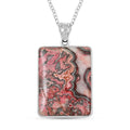 Red Jasper Rectangular Pendant Necklace 20 Inches in Silvertone 45.00 ctw - Sticky add to cart bar