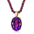AAA Moroccan Amethyst Pendant with Orissa Rhodolite Garnet Beaded Necklace 20 Inches in 18K Vermeil Yellow Gold Over Sterling Silver 79.00 ctw - Sticky add to cart bar