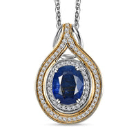 Premium Kashmir Kyanite and White Zircon Pendant Necklace 20 Inches in Vermeil YG and Platinum Over Sterling Silver 4.20 ctw