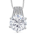 Moissanite, Ceylon Blue Sapphire Pendant Necklace (20 Inches) in Platinum Over Sterling Silver 6.15 ctw - Sticky add to cart bar
