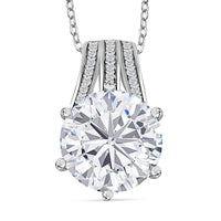 Moissanite, Ceylon Blue Sapphire Pendant Necklace (20 Inches) in Platinum Over Sterling Silver 6.15 ctw