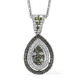 Green and White Diamond Pendant Necklace 20 Inches in Rhodium Over Sterling Silver 1.00 ctw - Sticky add to cart bar