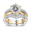 120 Facet Moissanite Set of 3 Stackable Ring in Vermeil YG and Platinum Over Sterling Silver (Size 5.0) 3.25 ctw - Sticky add to cart bar
