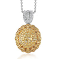 Natural Yellow Diamond I3 and White Diamond Pendant Necklace 20 Inches in Rhodium Over Sterling Silver 1.00 ctw - Sticky add to cart bar