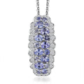 Tanzanite and White Zircon 2.80 ctw Pendant Necklace 20 Inches in Platinum Over Sterling Silver - Sticky add to cart bar