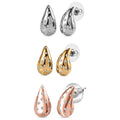 Set of 3 Moissanite Raindrop Tear Drop Statement Earrings in Vermeil Yellow, Rose Gold and Platinum Over Sterling Silver 2.90 ctw - Sticky add to cart bar