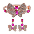 TLV Yellow Glass, Austrian Crystal Butterfly Bangle Bracelet (7.50 In) and Earrings in Goldtone - Sticky add to cart bar