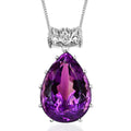 African Amethyst Drop Pendant Necklace 20 Inches in Platinum Over Sterling Silver 50.00 ctw - Sticky add to cart bar