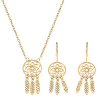 Italian 10K Yellow Gold Dreamcatcher Necklace 18-20 Inches and Earrings 2.80 Grams