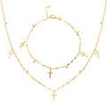 Italian 10K Yellow Gold Cross Beaded Bracelet (7.00-8.00In) and Necklace 18-20 Inches 1.75 Grams - Sticky add to cart bar